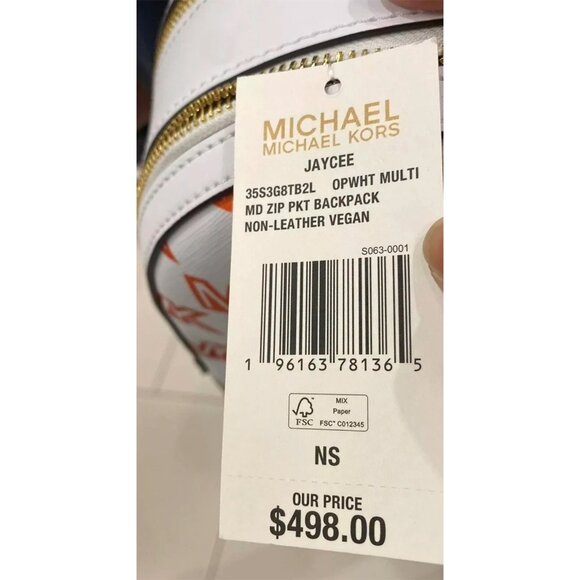 S Michael Kors Jaycee Medium White Gay Pride Backpack 35S3G8TB2L NWT $498 Retail - Picture 6 of 6